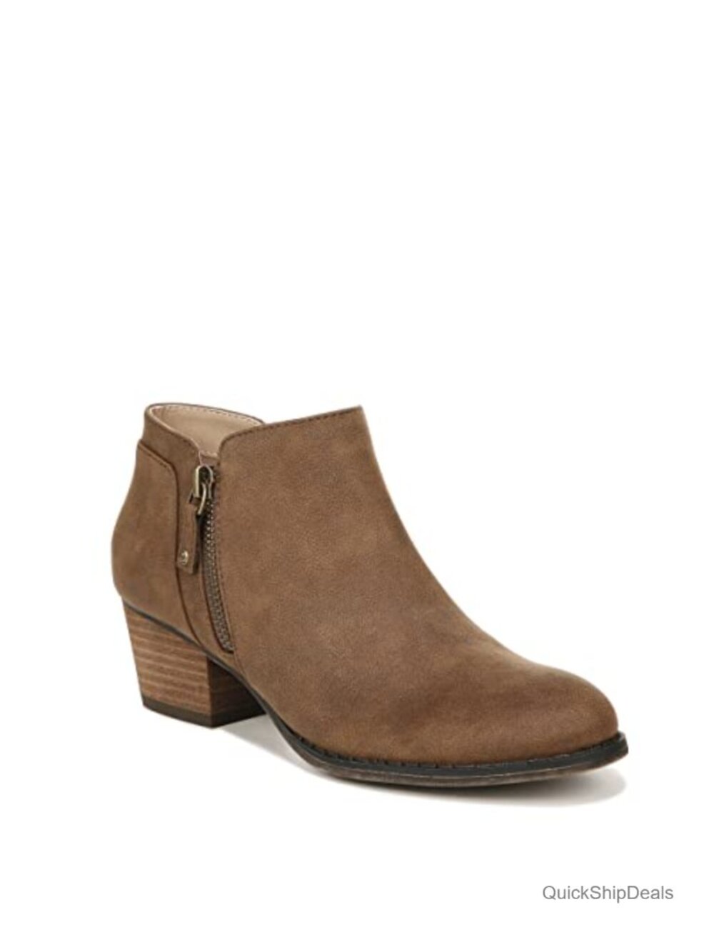 Faux Leather Western Ankle Booties with Block Heel & Zip